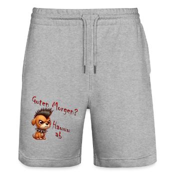 dog punk guten morgen hauuu ab - Stanley/Stella Unisex Bio Joggingshorts Trainer  - Grau meliert - Vorne - Nik (191cm) & Marisol (170cm)