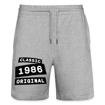 Classic 1986 Original Year of Birth Vintage 80s - Stanley/Stella Trainer Unisex Organic Jogging Shorts - heather grey - Front - Nik (191cm) & Marisol (170cm)