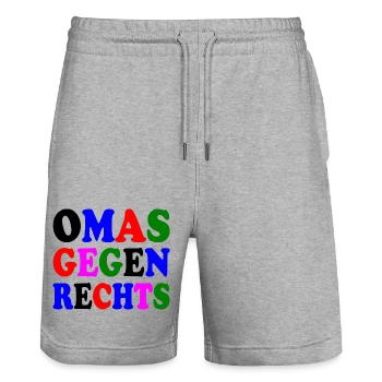 Omas gegen rechts - Stanley/Stella Unisex Bio Joggingshorts Trainer  - Grau meliert - Vorne - Nik (191cm) & Marisol (170cm)