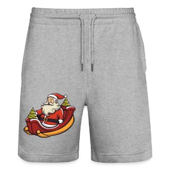 Santa Claus Logo - Stanley/Stella Trainer Unisex Organic Jogging Shorts - heather grey - Front - Nik (191cm) & Marisol (170cm)