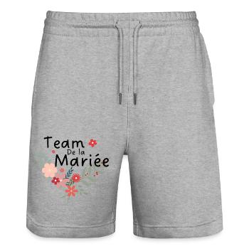 Floral Bridal Team-Bride Team - Stanley/Stella Trainer Unisex Organic Jogging Shorts - heather grey - Front - Nik (191cm) & Marisol (170cm)