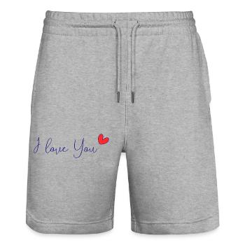 ALLES GUTE ZUM GEBURTSTAG. ALLES GUTE ZUM GEBURTSTAG. JAHRESTAG. - Stanley/Stella Unisex Bio Joggingshorts Trainer  - Grau meliert - Vorne - Nik (191cm) & Marisol (170cm)