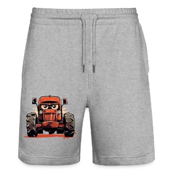 Wütender Traktor Nr. 2 - Stanley/Stella Unisex Bio Joggingshorts Trainer  - Grau meliert - Vorne - Nik (191cm) & Marisol (170cm)