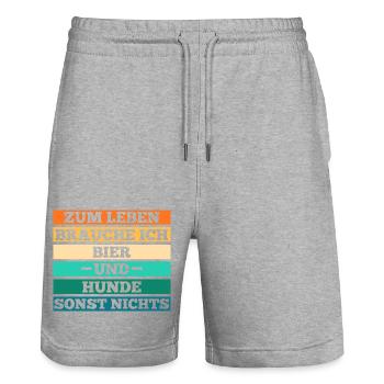Chien Bière Chien Propriétaire Chien Propriétaire Chien Motif Hun - Short de jogging bio TRAINER Stanley/Stella unisexe - gris chiné - Devant - Nik (191cm) & Marisol (170cm)