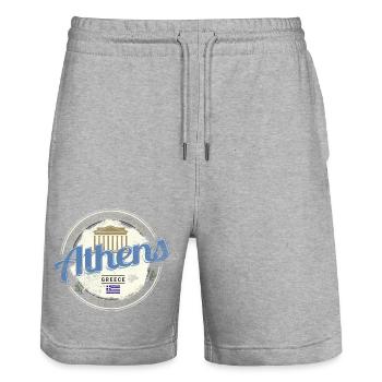 Athènes Grèce Acropole Vintage Souvenir - Short de jogging bio TRAINER Stanley/Stella unisexe - gris chiné - Devant - Nik (191cm) & Marisol (170cm)