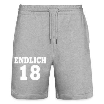 Endlich 18 - Stanley/Stella Unisex Bio Joggingshorts Trainer  - Grau meliert - Vorne - Nik (191cm) & Marisol (170cm)