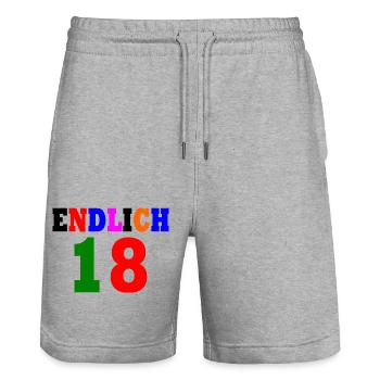 Endlich 18 - Stanley/Stella Unisex Bio Joggingshorts Trainer  - Grau meliert - Vorne - Nik (191cm) & Marisol (170cm)