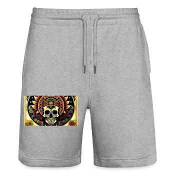 Fiesta Mexicana Skull & Bones - Short de jogging bio TRAINER Stanley/Stella unisexe - gris chiné - Devant - Nik (191cm) & Marisol (170cm)