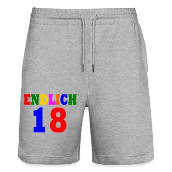 Endlich 18 - Stanley/Stella Unisex Bio Joggingshorts Trainer  - Grau meliert - Vorne - Nik (191cm) & Marisol (170cm)