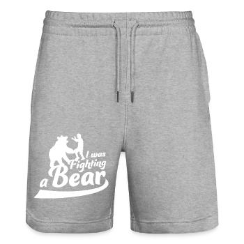 I Was Fighting A Bear Surgery Broken Arm Injury - Stanley/Stella Trainer Unisex Organic Jogging Shorts - heather grey - Front - Nik (191cm) & Marisol (170cm)