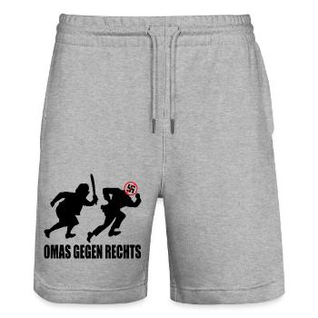 Omas gegen rechts - Stanley/Stella Unisex Bio Joggingshorts Trainer  - Grau meliert - Vorne - Nik (191cm) & Marisol (170cm)