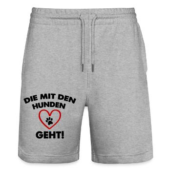 die mit den hunden geht - Stanley/Stella Unisex Bio Joggingshorts Trainer  - Grau meliert - Vorne - Nik (191cm) & Marisol (170cm)