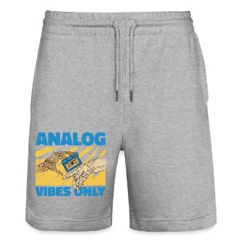 Analog Vibes seulement - cadeau de mélomane - Short de jogging bio TRAINER Stanley/Stella unisexe - gris chiné - Devant - Nik (191cm) & Marisol (170cm)