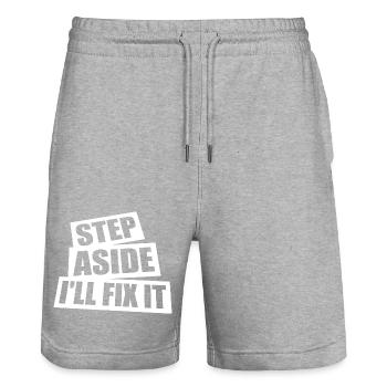 Step Aside I'll Fix It for Fixing Repairman Repair - Stanley/Stella Trainer Unisex Organic Jogging Shorts - heather grey - Front - Nik (191cm) & Marisol (170cm)