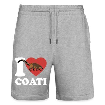 I Love Coati - Herz - Lieblingstier - Stanley/Stella Unisex Bio Joggingshorts Trainer  - Grau meliert - Vorne - Nik (191cm) & Marisol (170cm)