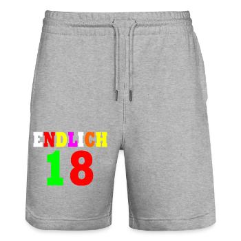 Endlich 18 - Stanley/Stella Unisex Bio Joggingshorts Trainer  - Grau meliert - Vorne - Nik (191cm) & Marisol (170cm)