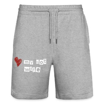 Love my hot wife - Stanley/Stella Trainer Unisex Organic Jogging Shorts - heather grey - Front - Nik (191cm) & Marisol (170cm)