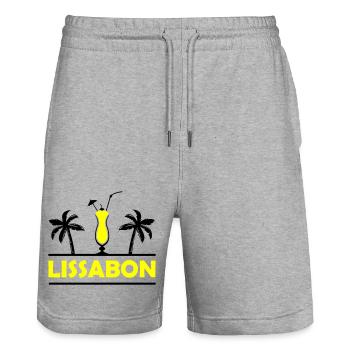 Lisbon - Stanley/Stella Trainer Unisex Organic Jogging Shorts - heather grey - Front - Nik (191cm) & Marisol (170cm)