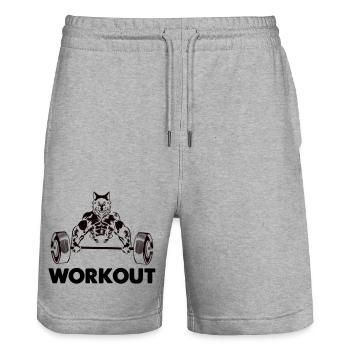 Wolf Bodybuider Workout - Stanley/Stella Trainer Unisex Organic Jogging Shorts - heather grey - Front - Nik (191cm) & Marisol (170cm)