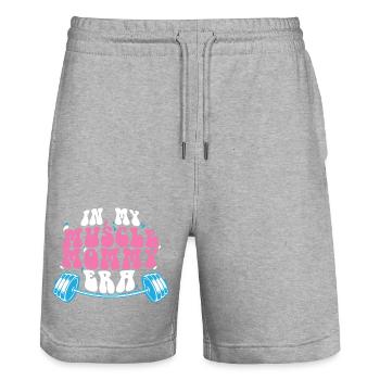 In My Muscle Mommy Era Personal Trainer Mama - Stanley/Stella Unisex Bio Joggingshorts Trainer  - Grau meliert - Vorne - Nik (191cm) & Marisol (170cm)