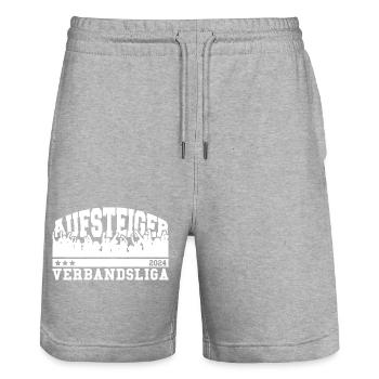 Aufsteiger 2024 Verbandsliga Aufstieg Fußball - Stanley/Stella Unisex Bio Joggingshorts Trainer  - Grau meliert - Vorne - Nik (191cm) & Marisol (170cm)