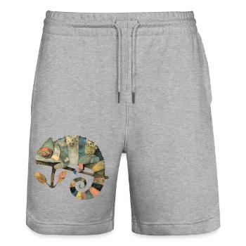Chamäleon - Stanley/Stella Unisex Bio Joggingshorts Trainer  - Grau meliert - Vorne - Nik (191cm) & Marisol (170cm)