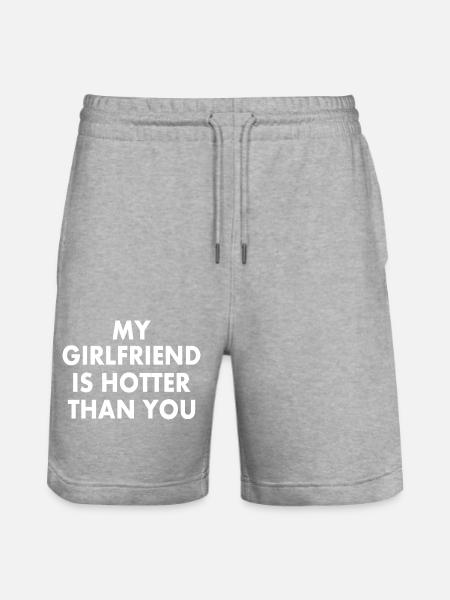 my girlfriend is hotter than you - Stanley/Stella Trainer økologiske unisex joggingshorts - grå meleret