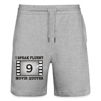 I speak fluent movie quotes - Stanley/Stella Trainer Unisex Organic Jogging Shorts - heather grey - Front - Nik (191cm) & Marisol (170cm)