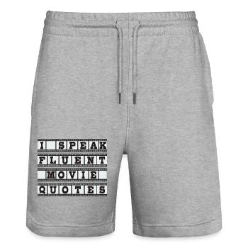 I speak fluent movie quotes - Stanley/Stella Trainer Unisex Organic Jogging Shorts - heather grey - Front - Nik (191cm) & Marisol (170cm)
