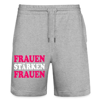 frauen stärken frauen - Stanley/Stella Unisex Bio Joggingshorts Trainer  - Grau meliert - Vorne - Nik (191cm) & Marisol (170cm)