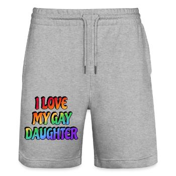 Ich liebe meine schwule Tochter - Stanley/Stella Unisex Bio Joggingshorts Trainer  - Grau meliert - Vorne - Nik (191cm) & Marisol (170cm)