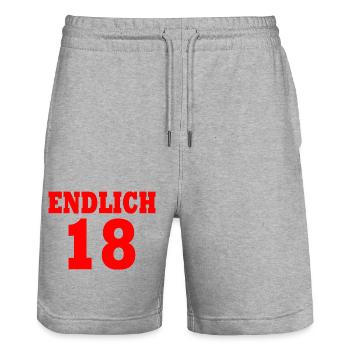 Endlich 18 - Stanley/Stella Unisex Bio Joggingshorts Trainer  - Grau meliert - Vorne - Nik (191cm) & Marisol (170cm)