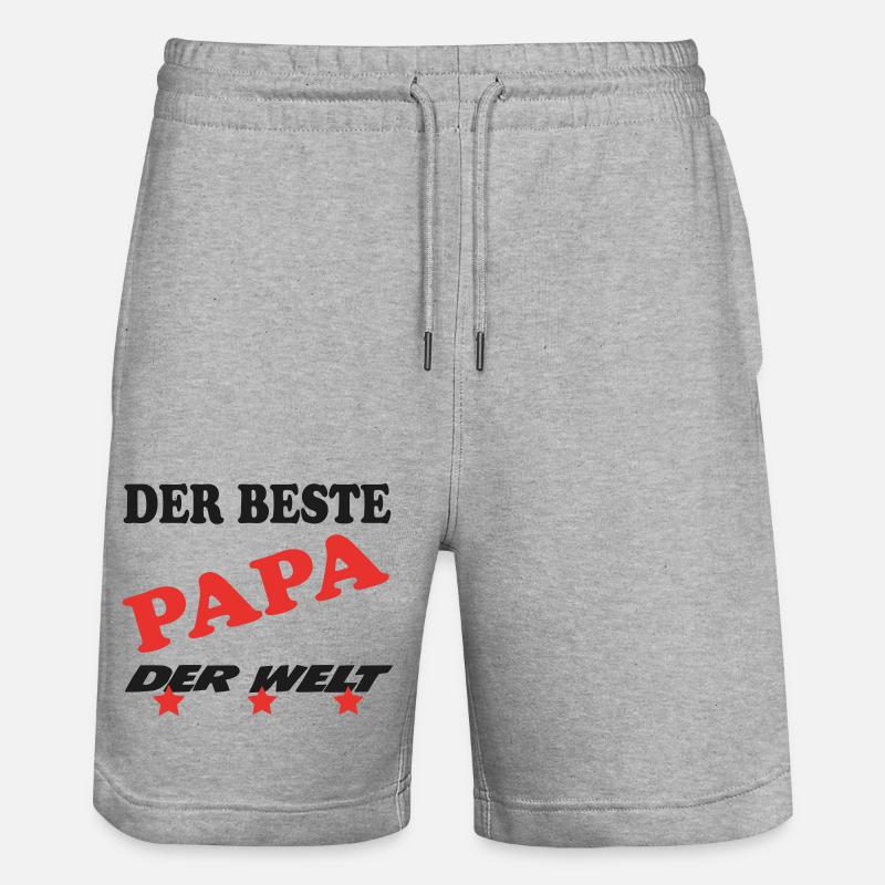DER BESTE PAPA - Short de jogging bio TRAINER Stanley/Stella unisexe - gris chiné