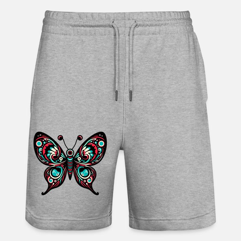 Frosch, Psychedelisch, Pilze, Kunst, Surreal, Farb - Stanley/Stella Unisex Bio Joggingshorts Trainer  - Grau meliert