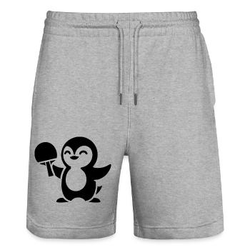 Silhouette de ping-pong pingouin minimaliste - Short de jogging bio TRAINER Stanley/Stella unisexe - gris chiné - Devant - Nik (191cm) & Marisol (170cm)