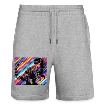 Dino - Stanley/Stella Trainer Unisex Organic Jogging Shorts - heather grey - Front - Nik (191cm) & Marisol (170cm)