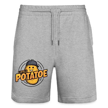 Funny Potato with Baseball Cap Vegan Vegetarian - Stanley/Stella Trainer Unisex Organic Jogging Shorts - heather grey - Front - Nik (191cm) & Marisol (170cm)