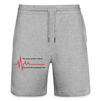 Lebenszeichen Unisex - Stanley/Stella Unisex Bio Joggingshorts Trainer  - Grau meliert - Vorne - Nik (191cm) & Marisol (170cm)