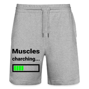 Funny Shirt for Gym Fitness Strength Training Sports - Stanley/Stella Trainer Unisex Organic Jogging Shorts - heather grey - Front - Nik (191cm) & Marisol (170cm)