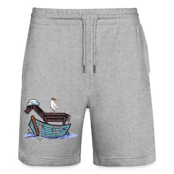 Pferd Seemann Abenteuer Reise Boot Kind Kinder - Stanley/Stella Unisex Bio Joggingshorts Trainer  - Grau meliert - Vorne - Nik (191cm) & Marisol (170cm)