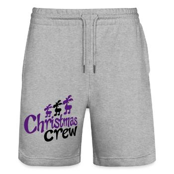 funny team at Christmas - Stanley/Stella Trainer Unisex Organic Jogging Shorts - heather grey - Front - Nik (191cm) & Marisol (170cm)