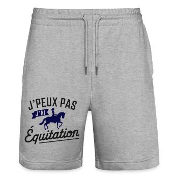 Ich kann nicht reiten - Stanley/Stella Unisex Bio Joggingshorts Trainer  - Grau meliert - Vorne - Nik (191cm) & Marisol (170cm)