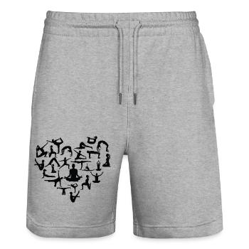 Yoga Meditation Spa Namaste - Stanley/Stella Unisex Bio Joggingshorts Trainer  - Grau meliert - Vorne - Nik (191cm) & Marisol (170cm)