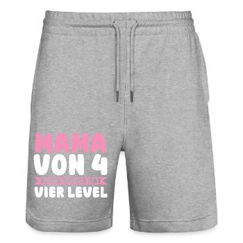 Mama Von 4 Kindern - Stanley/Stella Unisex Bio Joggingshorts Trainer  - Grau meliert - Vorne - Nik (191cm) & Marisol (170cm)