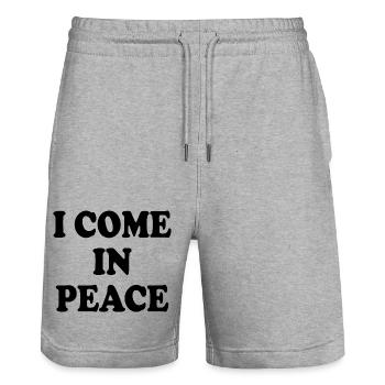i come in peace im peace couple - Stanley/Stella Unisex Bio Joggingshorts Trainer  - Grau meliert - Vorne - Nik (191cm) & Marisol (170cm)