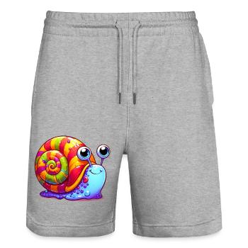 Schnecke - Stanley/Stella Unisex Bio Joggingshorts Trainer  - Grau meliert - Vorne - Nik (191cm) & Marisol (170cm)