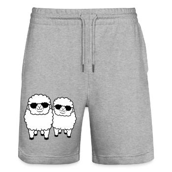 2 Lunettes de soleil Sheep Party Sheep Team Friends - Short de jogging bio TRAINER Stanley/Stella unisexe - gris chiné - Devant - Nik (191cm) & Marisol (170cm)