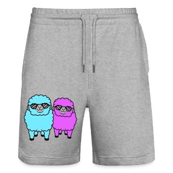 2 Lunettes de soleil Sheep Party Sheep Team Friends - Short de jogging bio TRAINER Stanley/Stella unisexe - gris chiné - Devant - Nik (191cm) & Marisol (170cm)