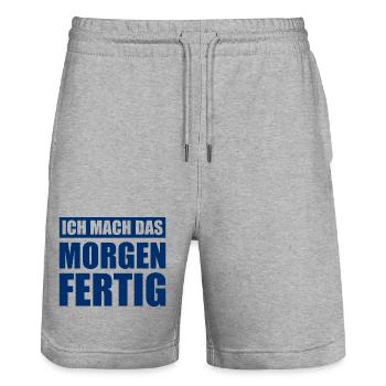 Ich Mach Das Morgen Fertig - Stanley/Stella Unisex Bio Joggingshorts Trainer  - Grau meliert - Vorne - Nik (191cm) & Marisol (170cm)