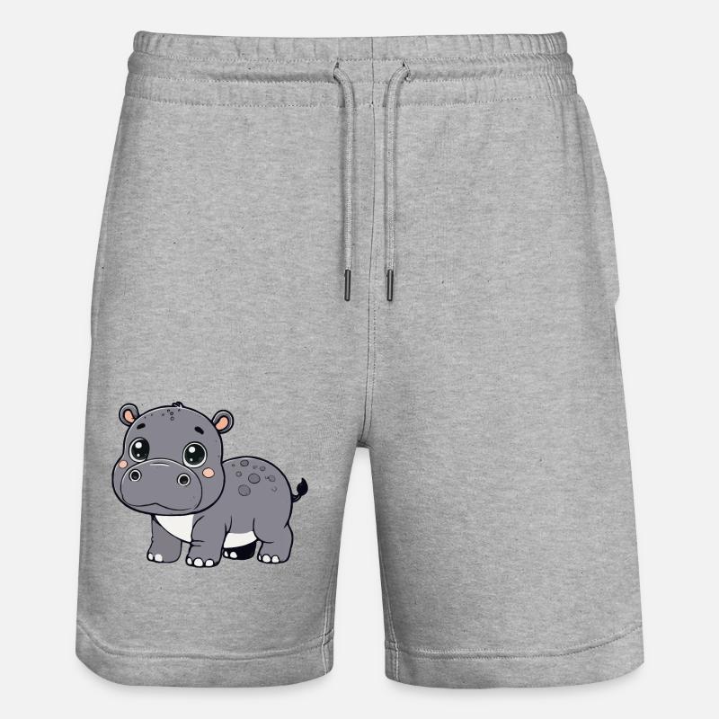 Enfant hippopotame - Short de jogging bio TRAINER Stanley/Stella unisexe - gris chiné